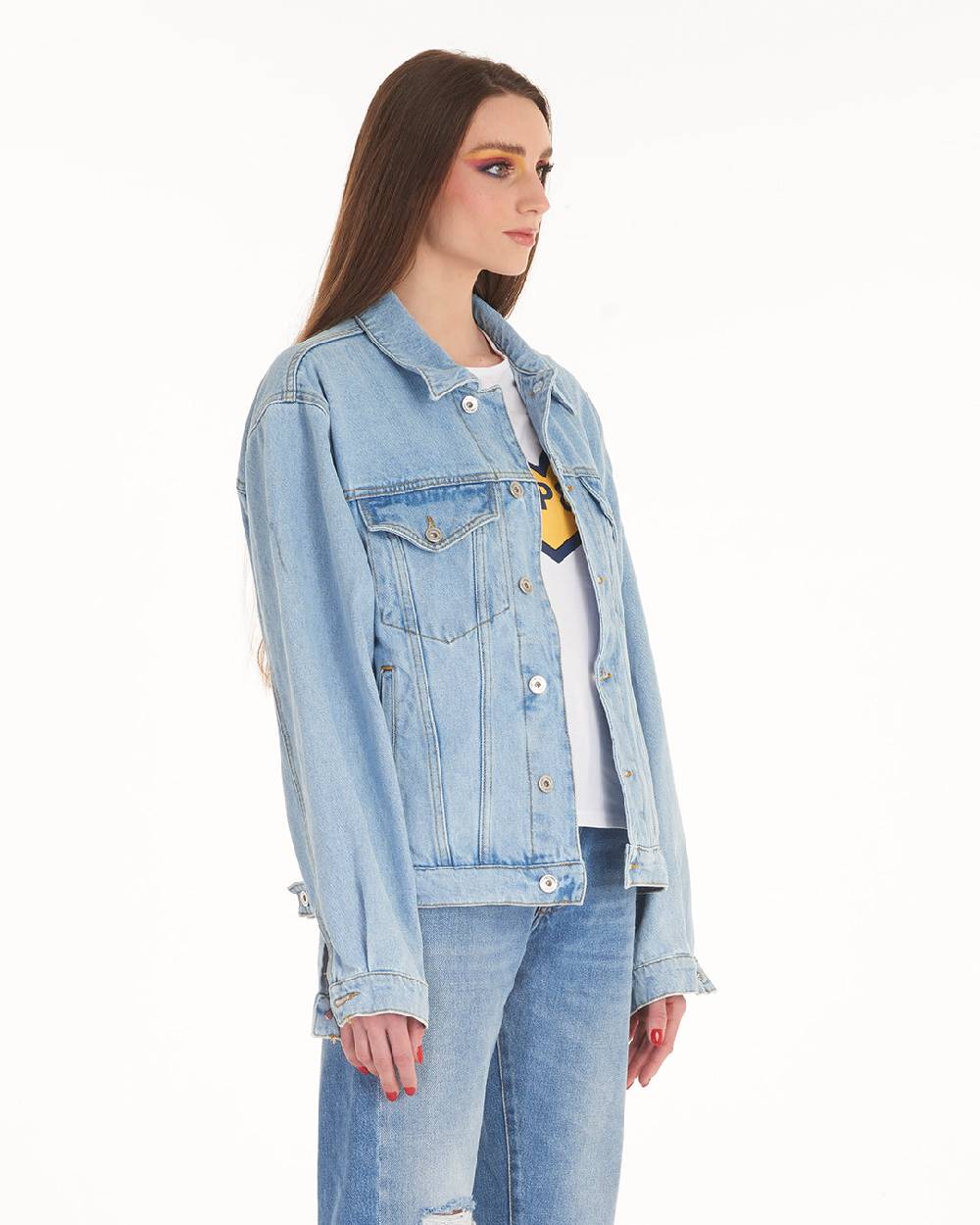 Pop84 Giubbino jeans over fit lavaggio chiaro Pezzi Unici