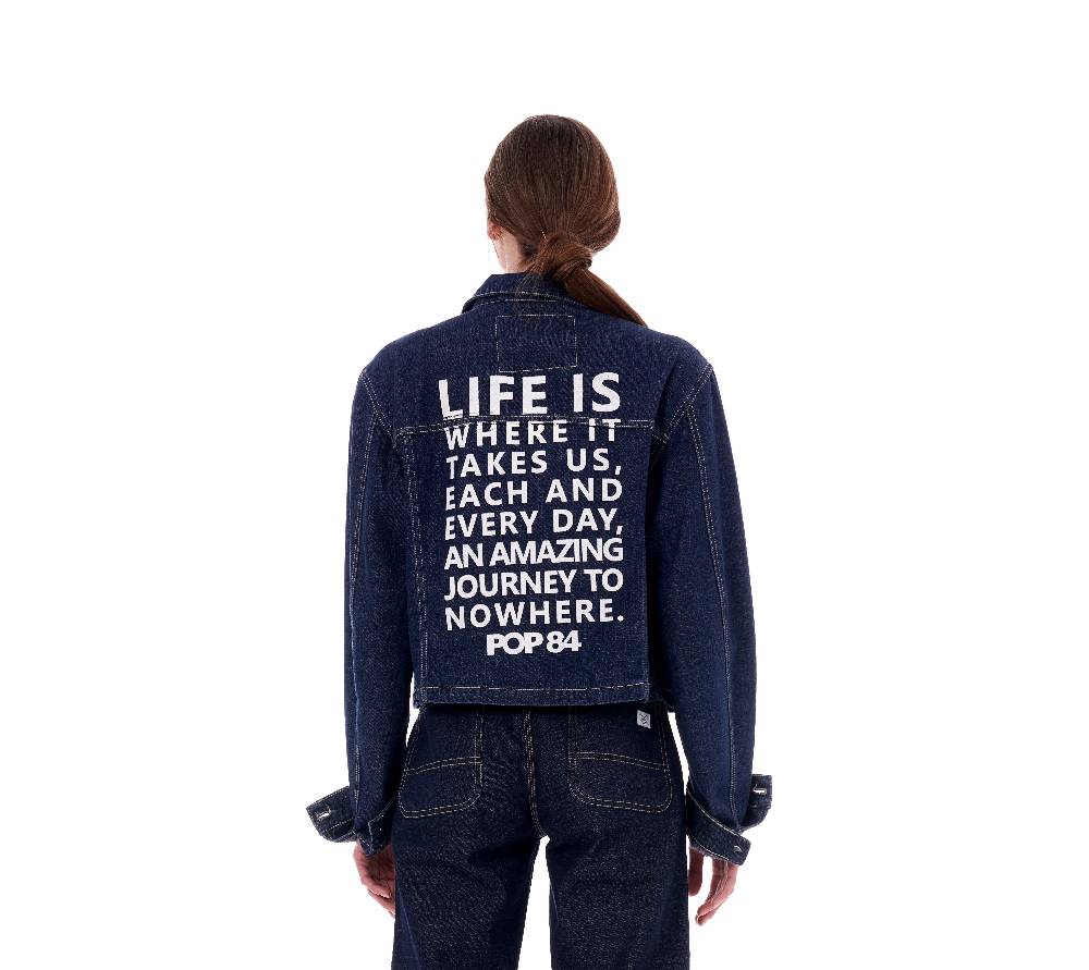 Pop84 Giubbino jeans frase POP84 Affare Del Giorno