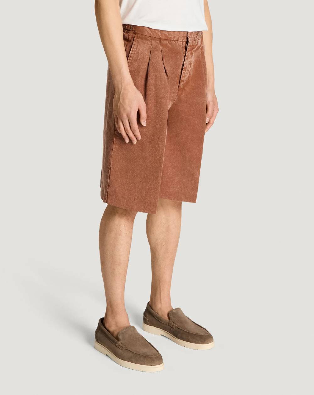 Pt Torino Bermuda in twill di cotone e lino Saldi Di Fabbrica