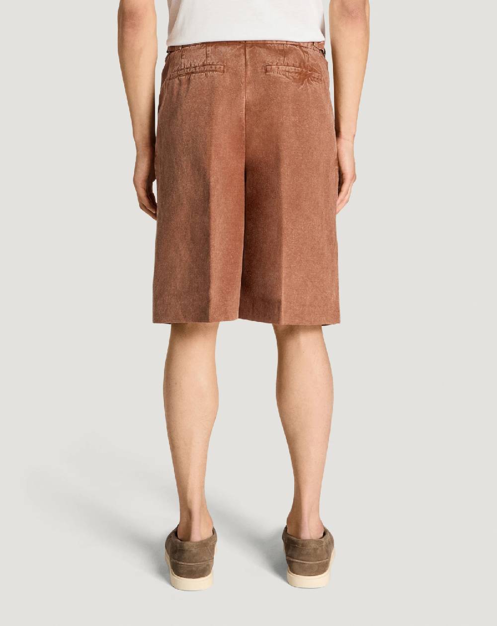 Pt Torino Bermuda in twill di cotone e lino Saldi Di Fabbrica