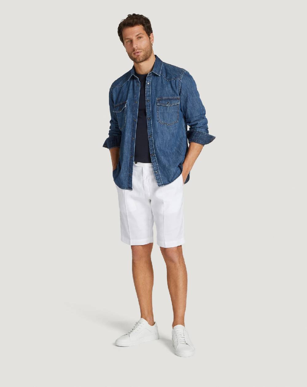 Pt Torino Bermuda in lino stretch délavé Qualità Garantita