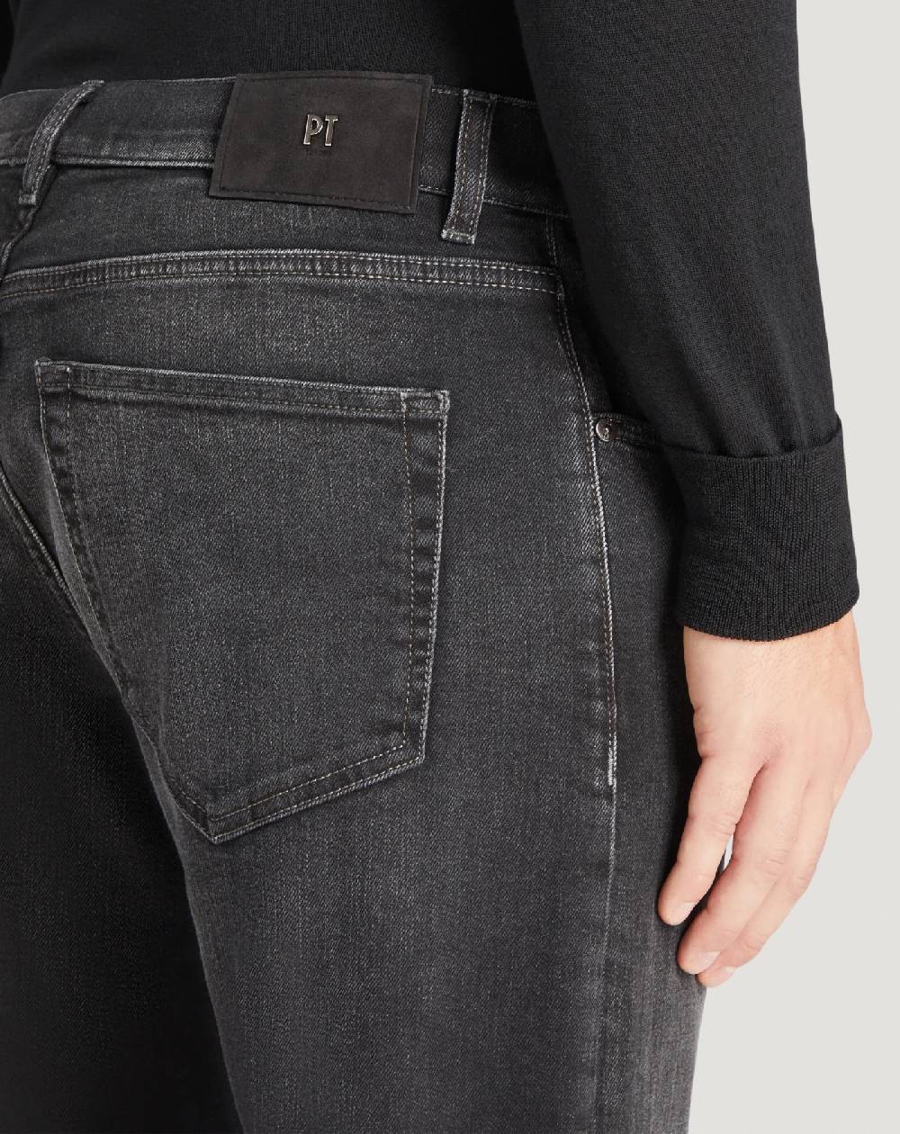 Pt Torino Jeans Breakbeat in black denim double Qualità