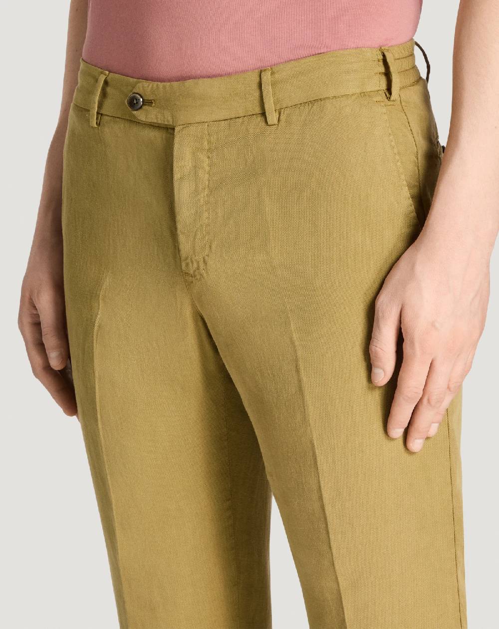 Pt Torino Pantaloni Slim in cotone e lino batavia In Linea