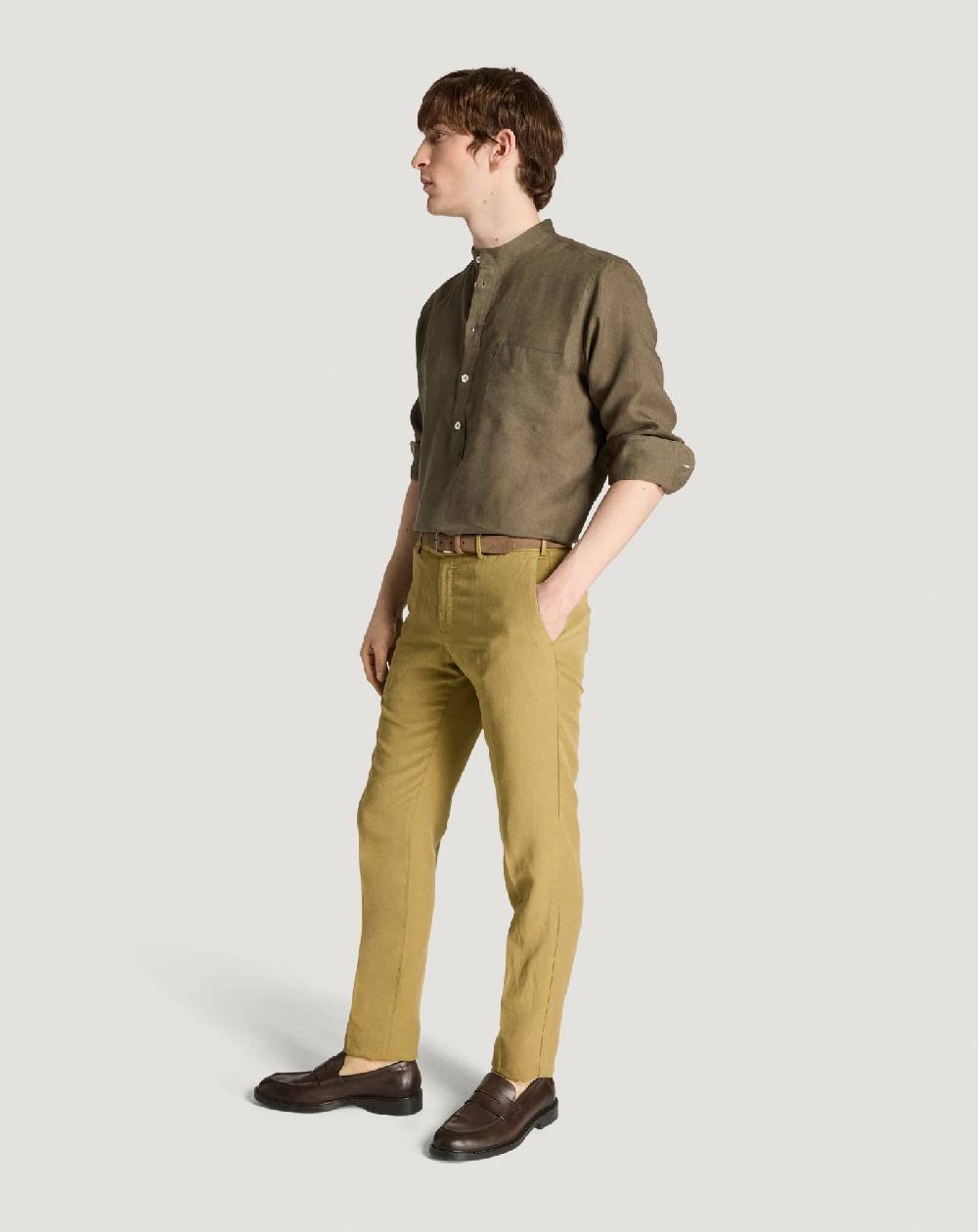 Pt Torino Pantaloni Slim in cotone e lino batavia In Linea