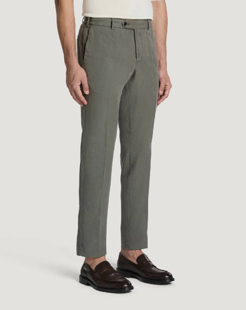 Pt Torino Pantaloni Slim in cotone e lino batavia Vendita