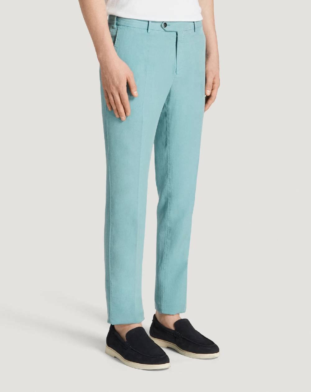 Pt Torino Pantaloni Slim in cotone e lino batavia Promozione