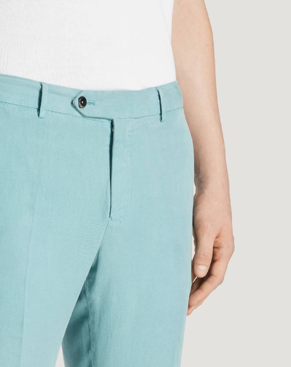 Pt Torino Pantaloni Slim in cotone e lino batavia Promozione