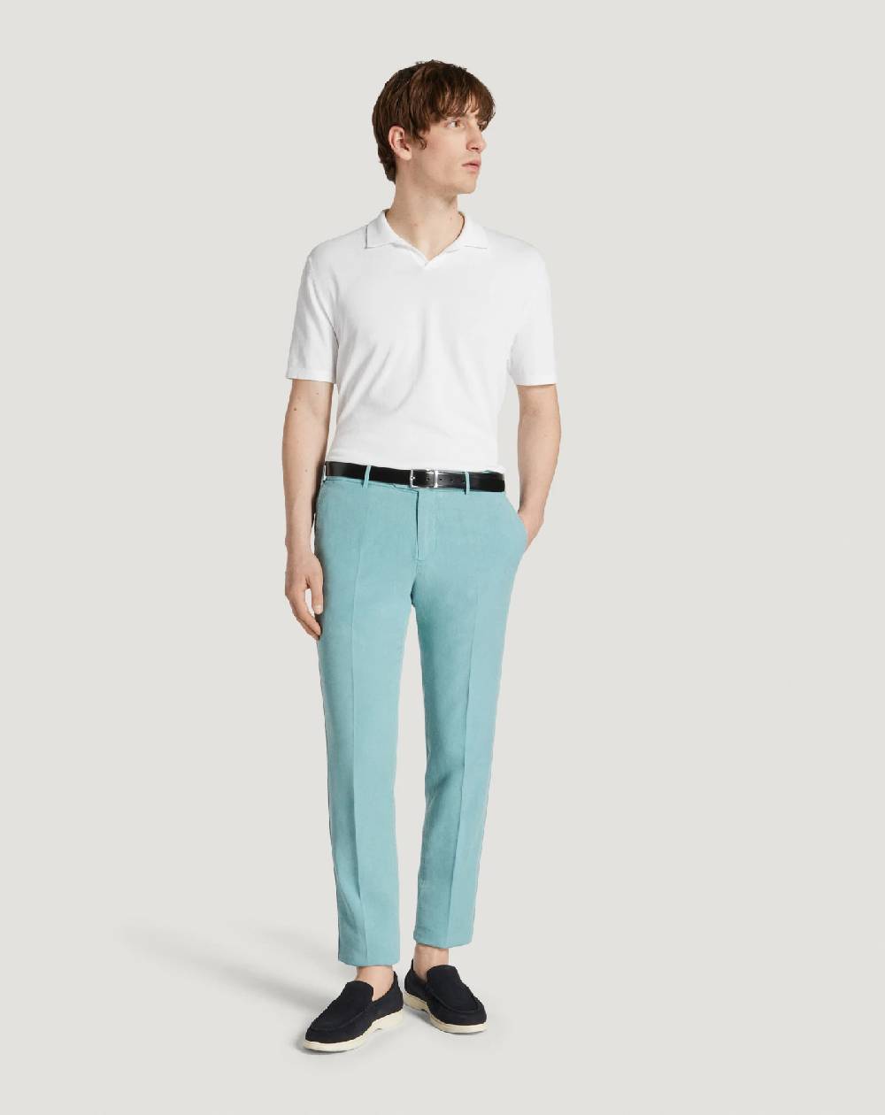 Pt Torino Pantaloni Slim in cotone e lino batavia Promozione