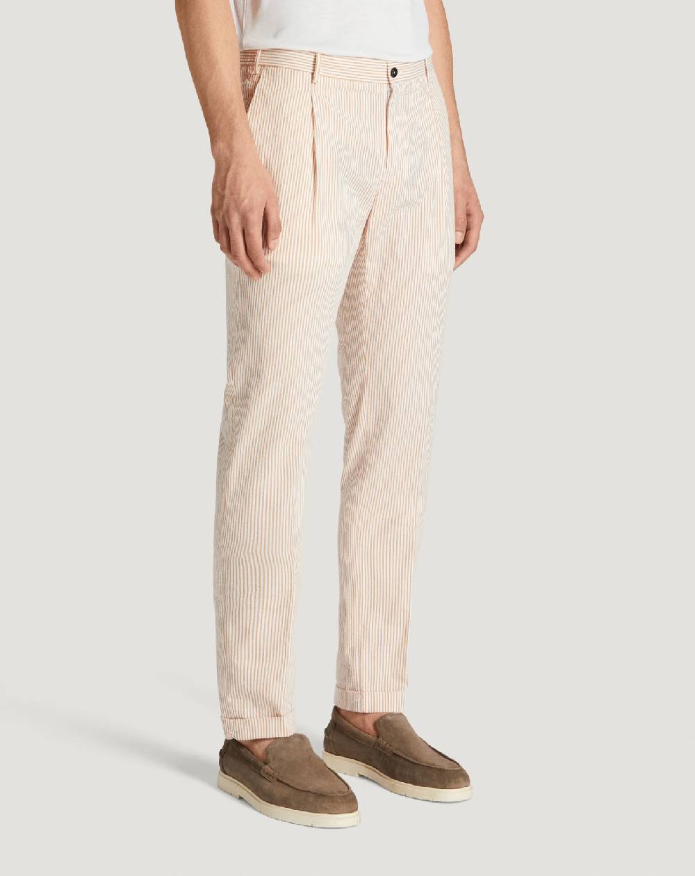 Pt Torino Pantaloni Slim in cotone seersucker a righe Consegna Veloce