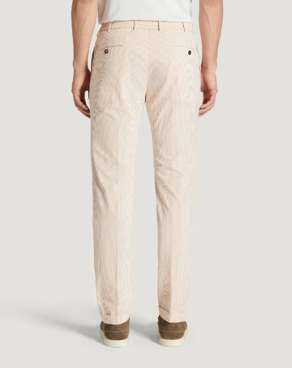 Pt Torino Pantaloni Slim in cotone seersucker a righe Consegna Veloce