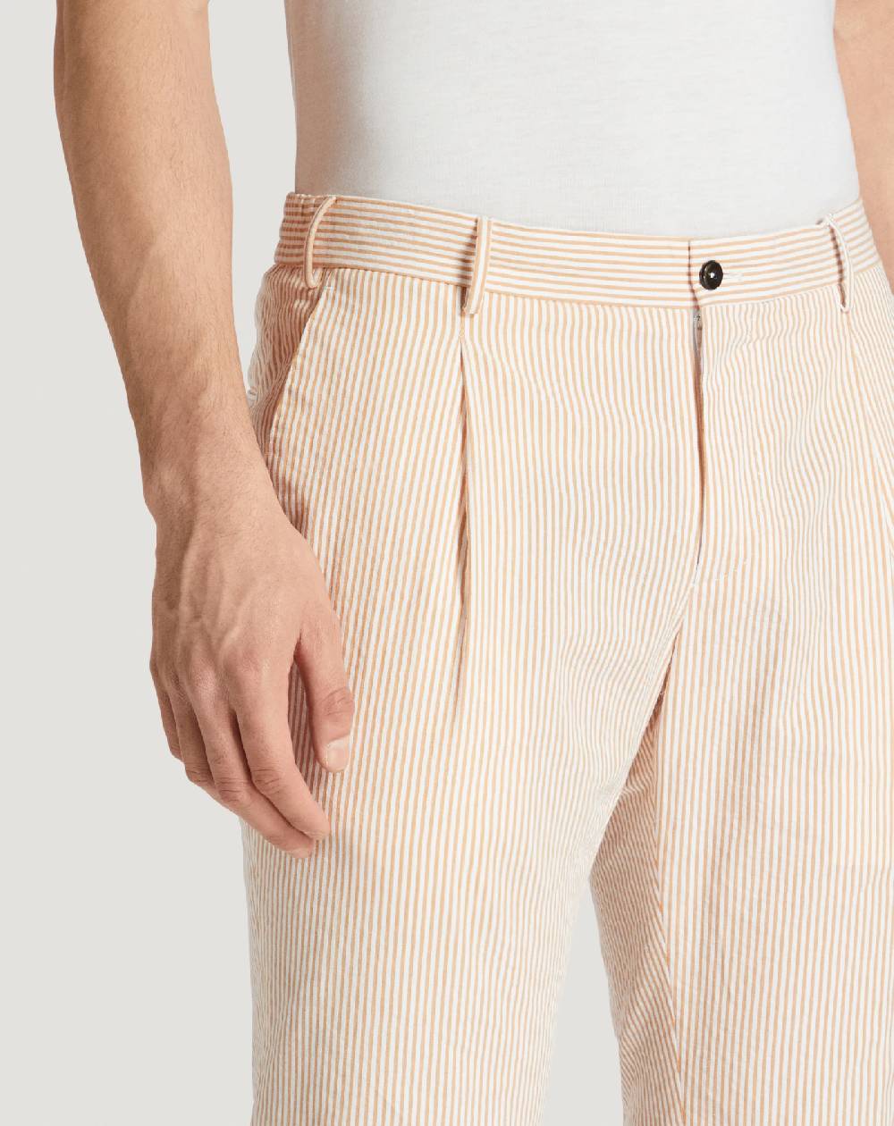 Pt Torino Pantaloni Slim in cotone seersucker a righe Consegna Veloce