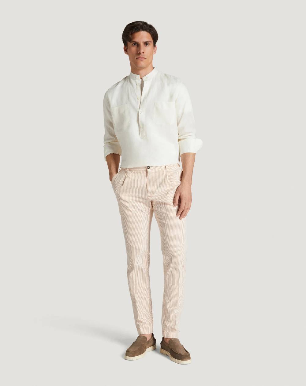 Pt Torino Pantaloni Slim in cotone seersucker a righe Consegna Veloce
