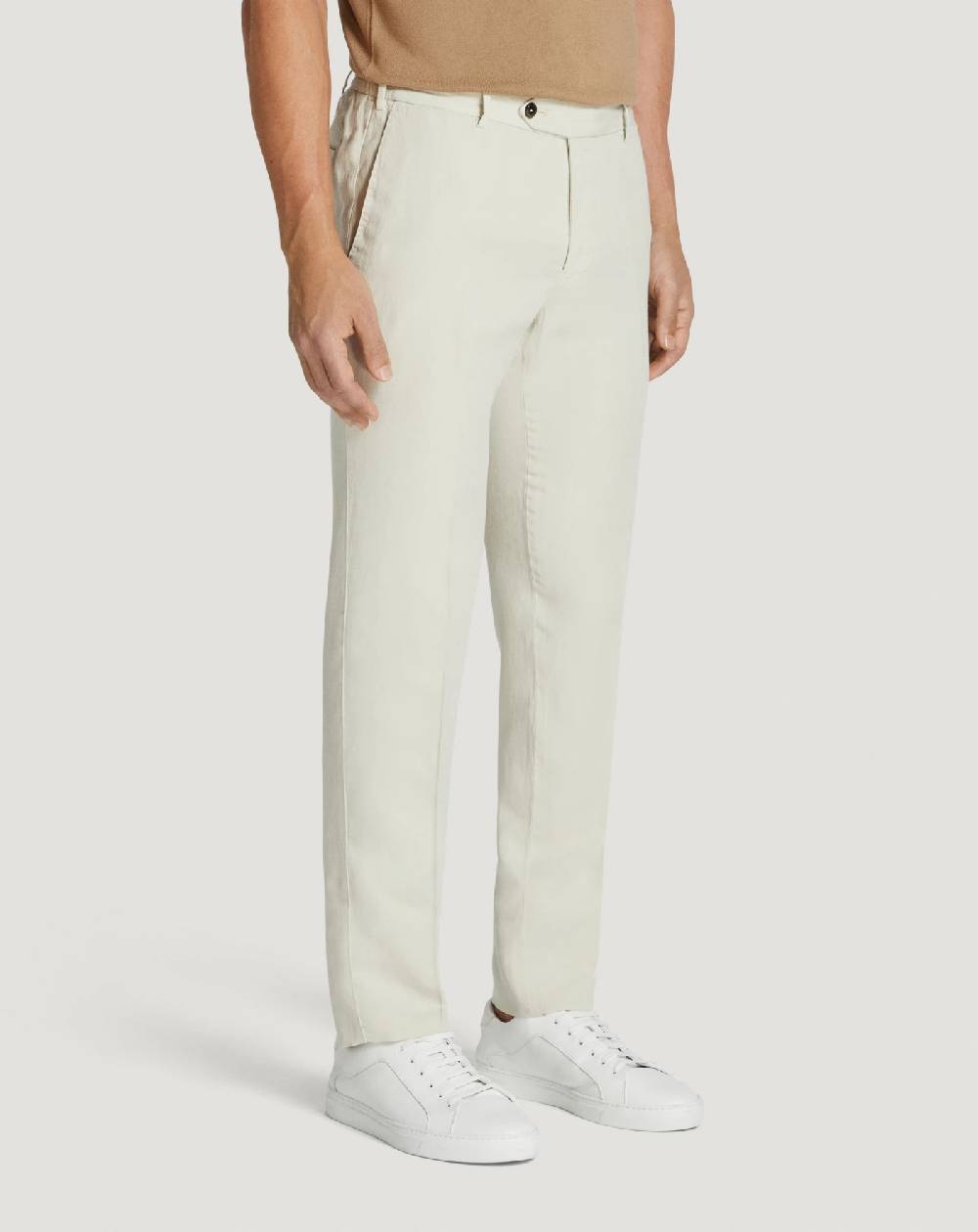 Pt Torino Pantaloni Slim in cotone e lino batavia Promozione Limitata
