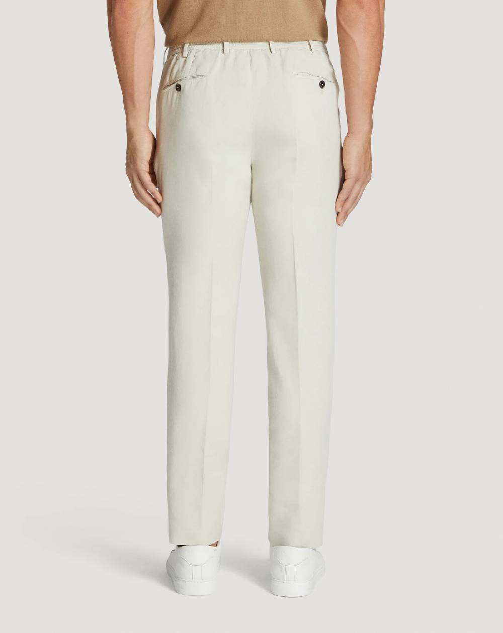 Pt Torino Pantaloni Slim in cotone e lino batavia Promozione Limitata