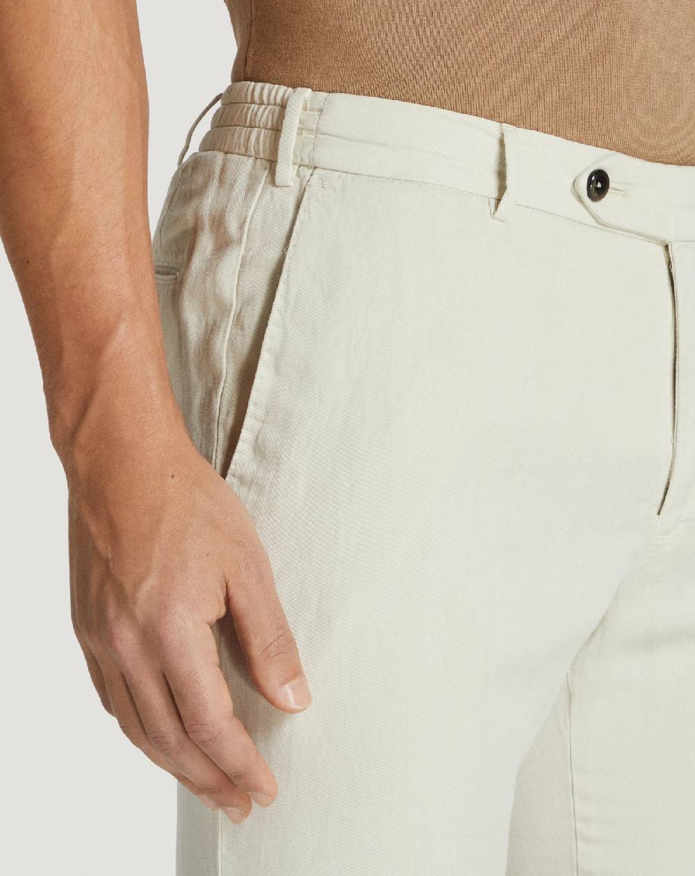 Pt Torino Pantaloni Slim in cotone e lino batavia Promozione Limitata