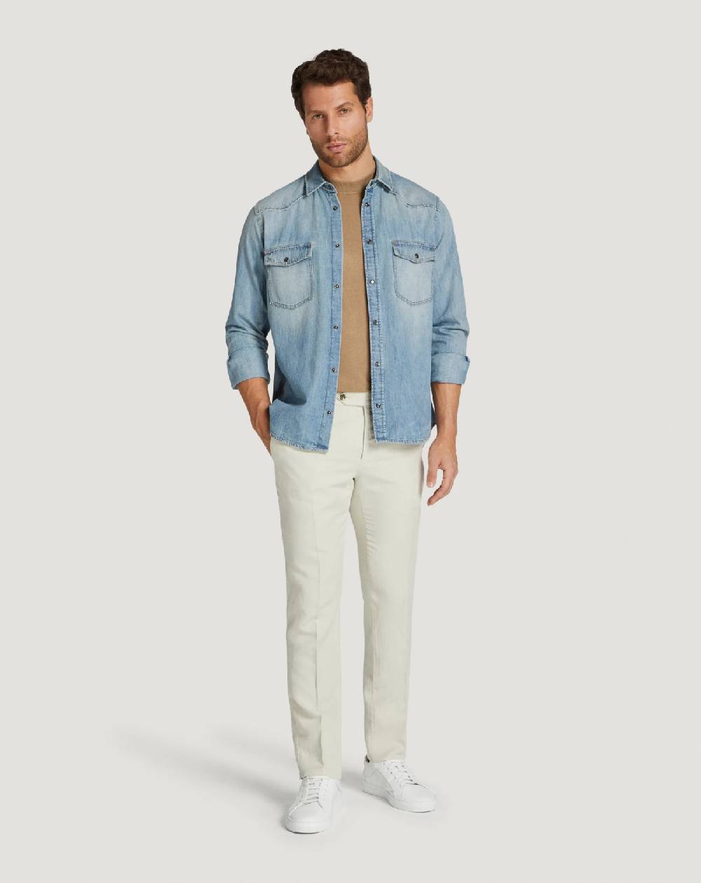 Pt Torino Pantaloni Slim in cotone e lino batavia Promozione Limitata