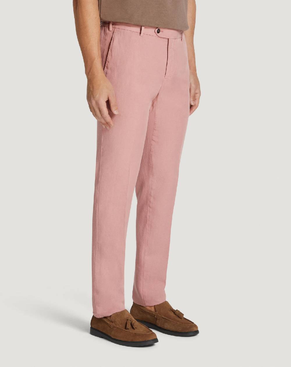Pt Torino Pantaloni Slim in cotone e lino batavia Sottocosto