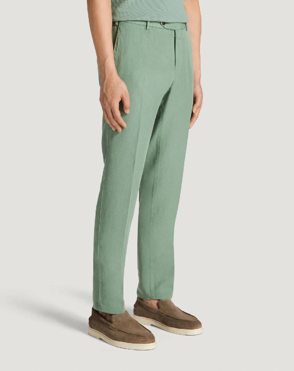 Pt Torino Pantaloni Slim in cotone e lino batavia Offerte esclusive