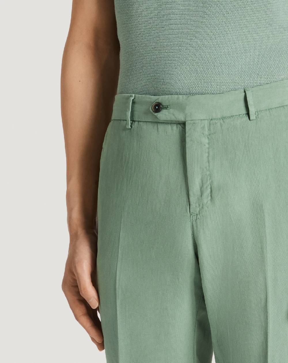 Pt Torino Pantaloni Slim in cotone e lino batavia Offerte esclusive