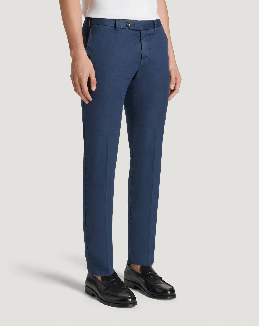 Pt Torino Pantaloni Slim in lino stretch délavé In Vendita