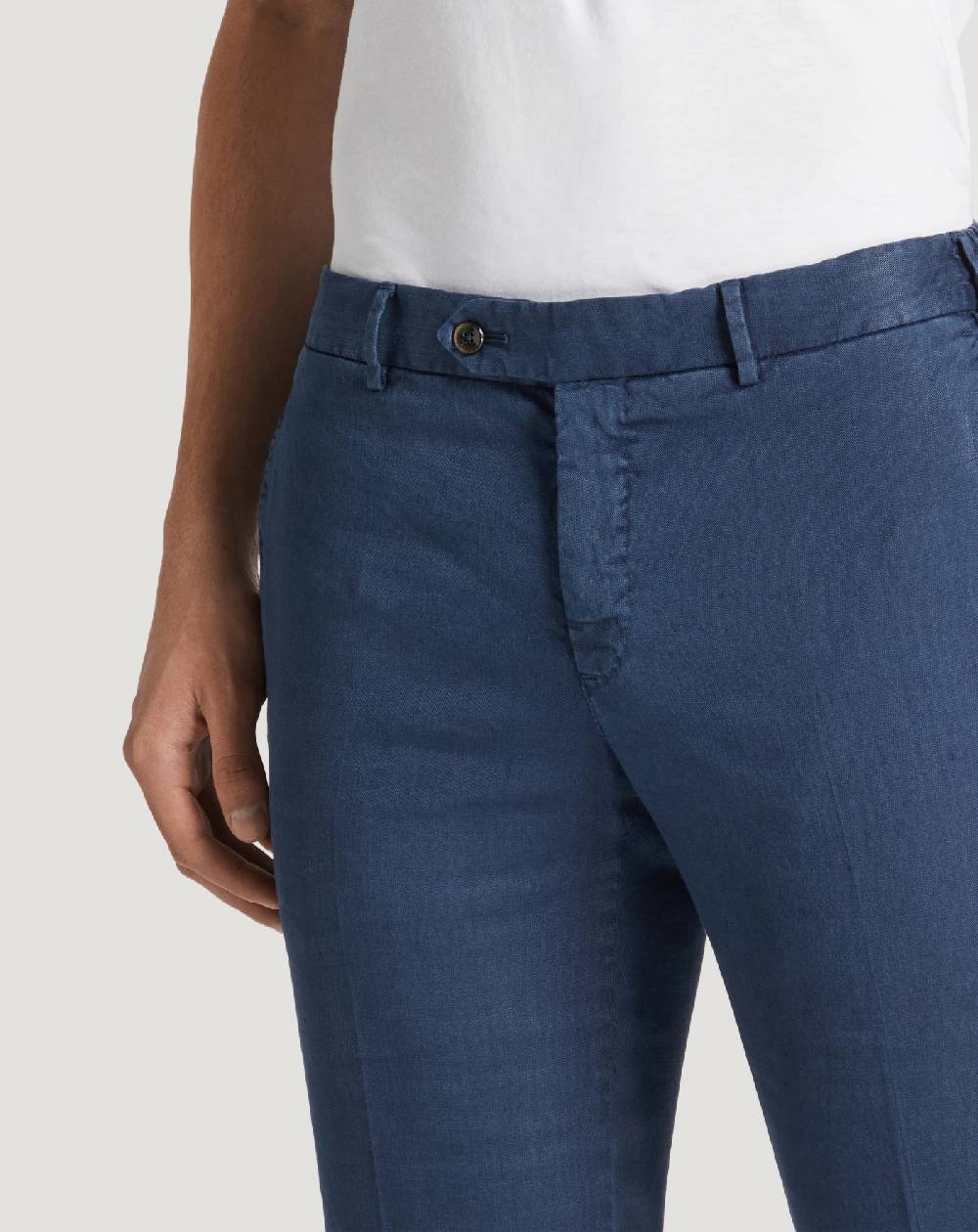 Pt Torino Pantaloni Slim in lino stretch délavé In Vendita