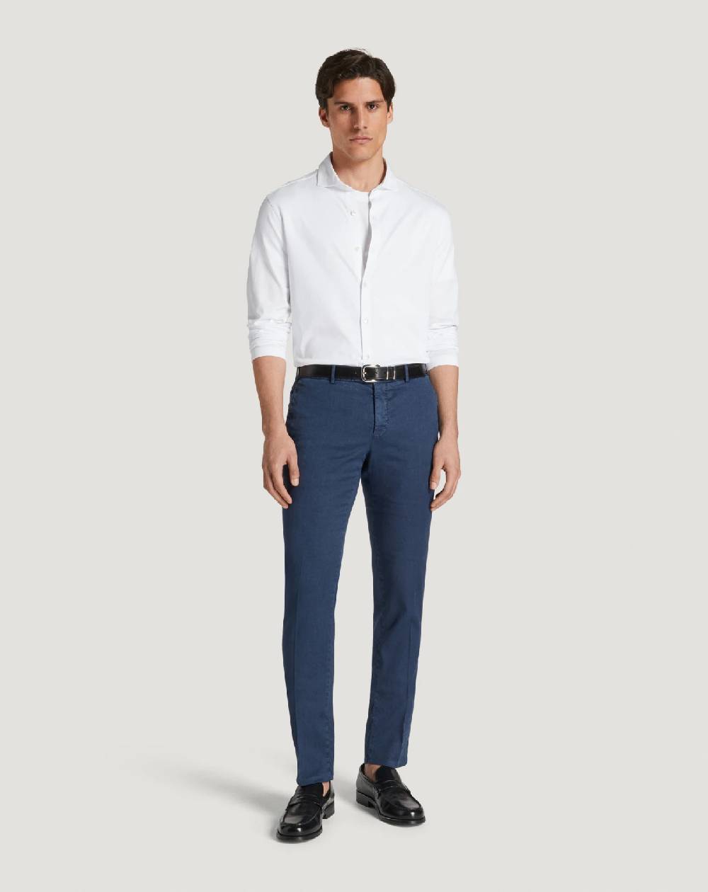 Pt Torino Pantaloni Slim in lino stretch délavé In Vendita