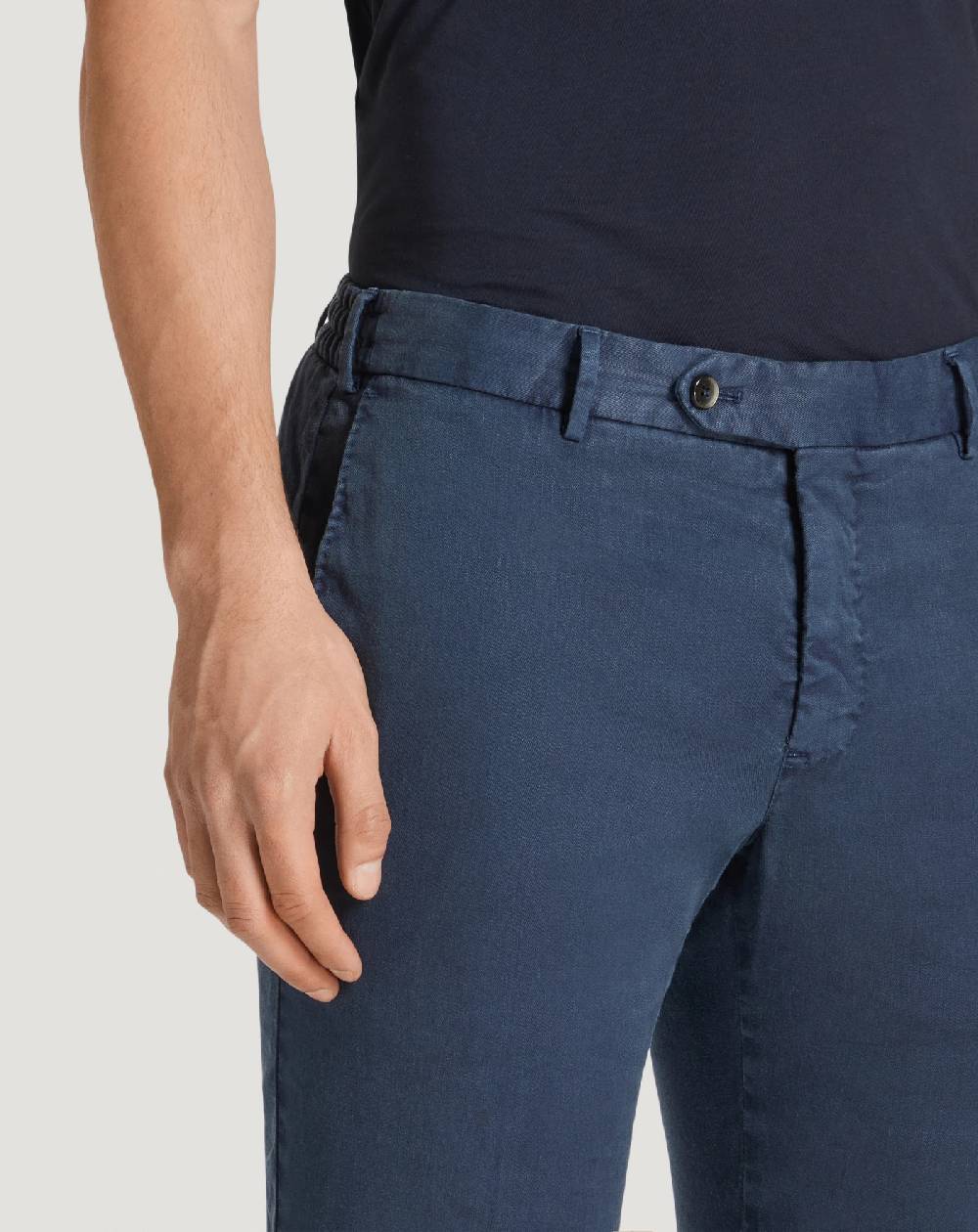 Pt Torino Pantaloni Slim in lino stretch délavé Saldi Di Fabbrica
