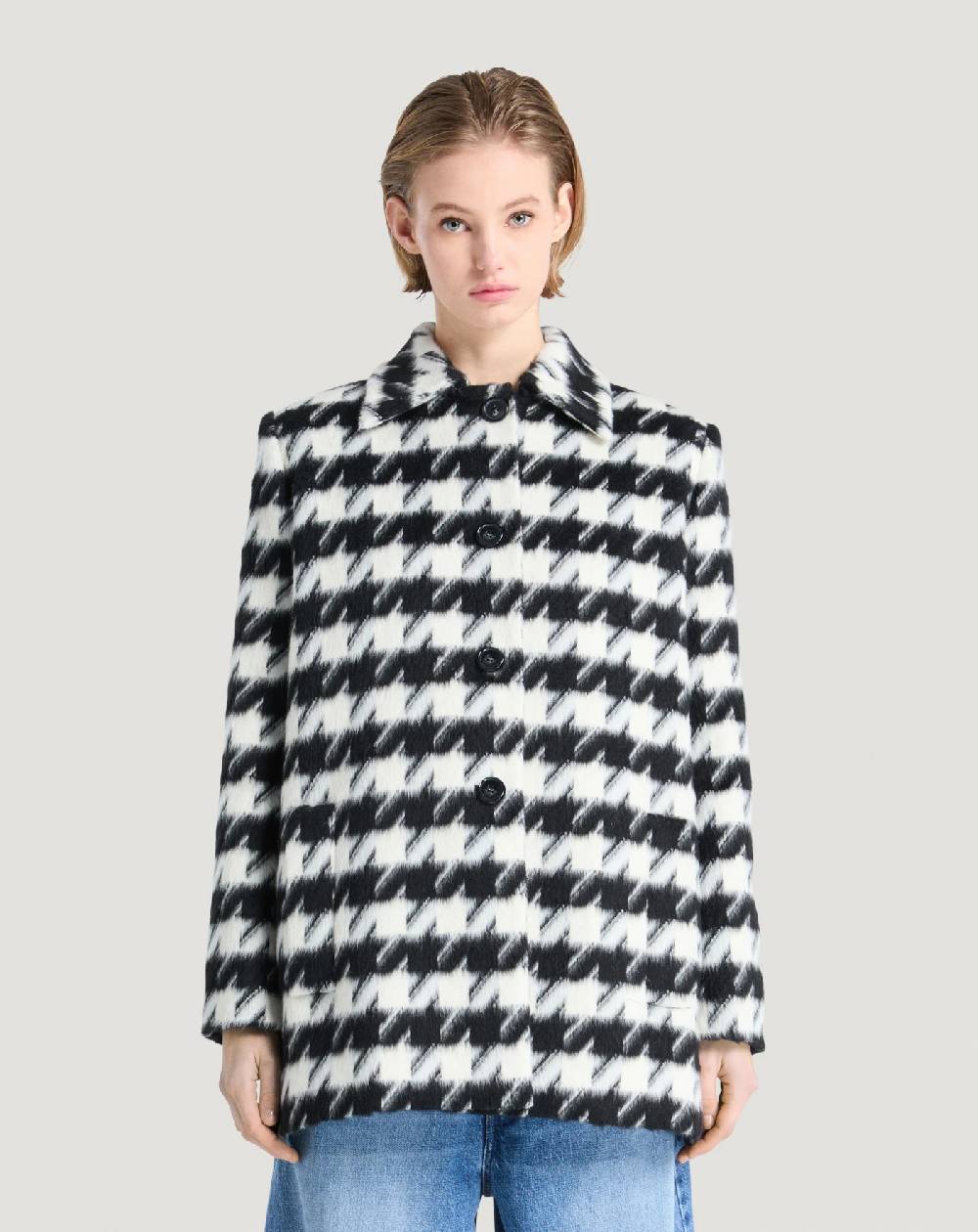 Pt Torino Cappotto in velour pied-de-poule Saldi Di Fabbrica