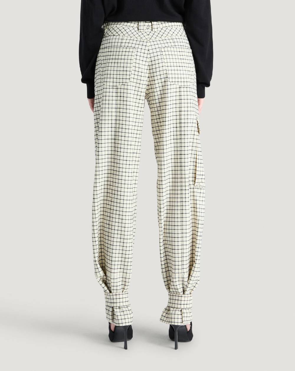 Pt Torino Pantaloni Giselle in lana stretch check Nuovo