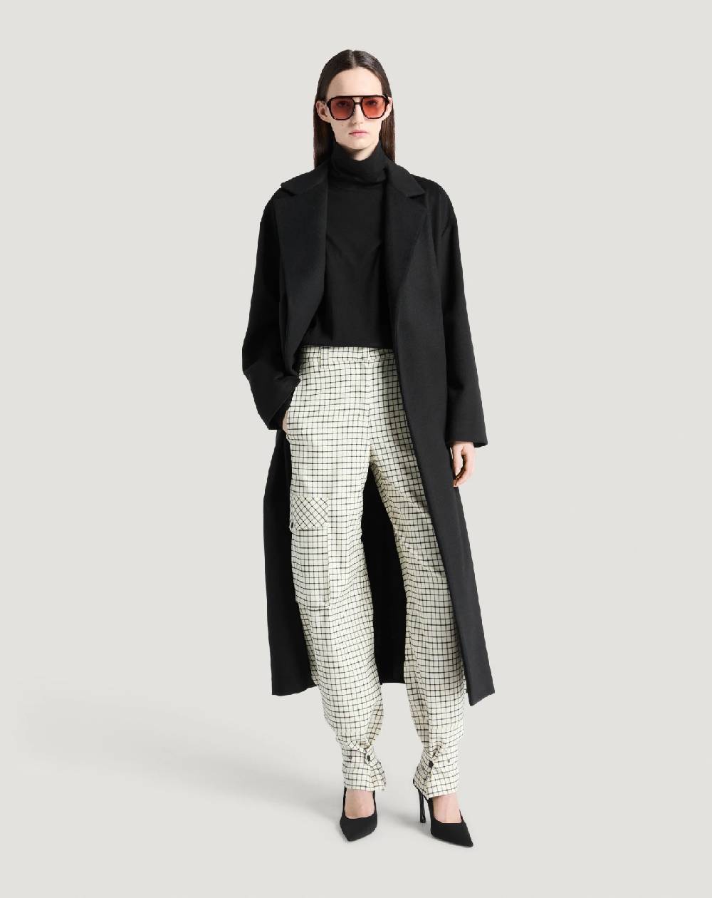 Pt Torino Pantaloni Giselle in lana stretch check Nuovo
