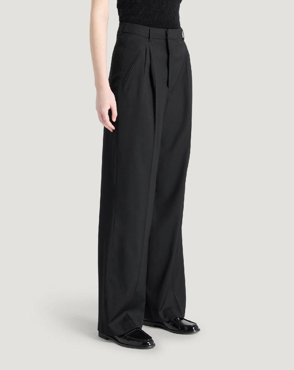 Pt Torino Pantaloni Vivian in twill di lana fluida Vendita Economica