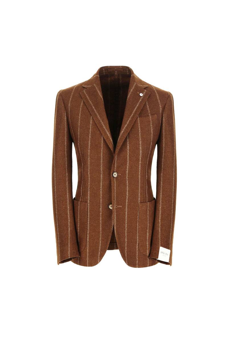 Lubiam Giacca JACK slim tinto capo gessata marrone Giacca JACK slim tinto capo gessata marrone Sconto