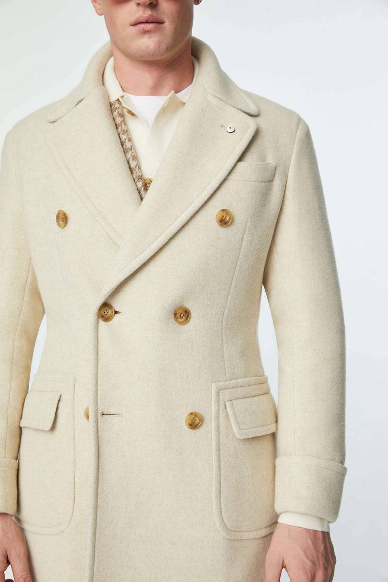 Lubiam Cappotto doppiopetto non trattato bianco Cappotto doppiopetto non trattato bianco Vendita