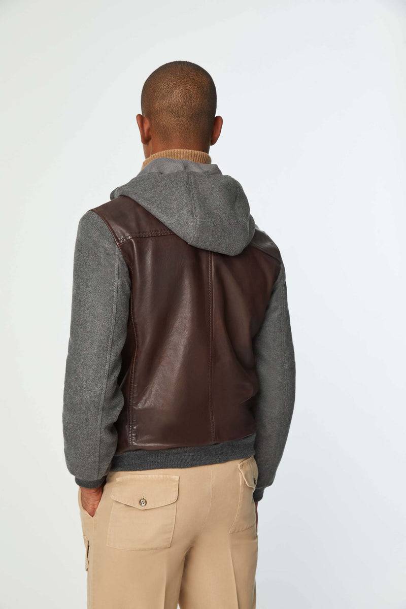 Lubiam Giubbino in pelle con inserti in felpa Giubbino in pelle con inserti in felpa Moda