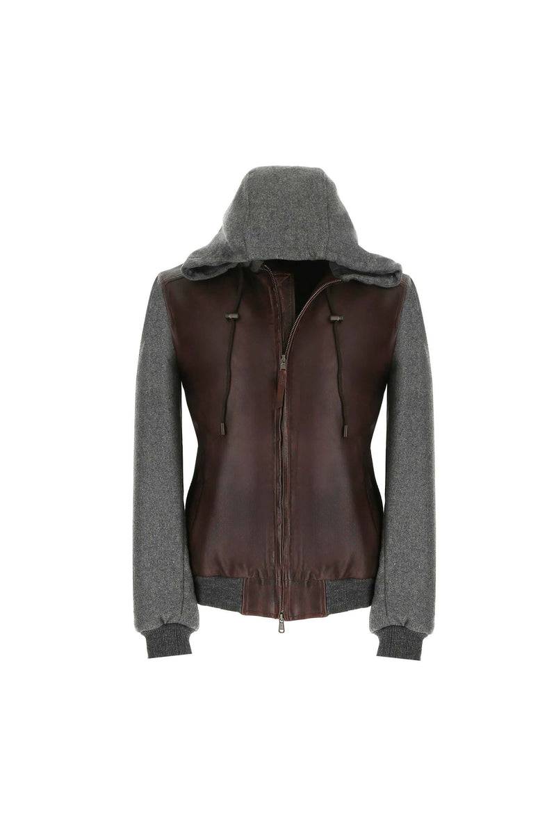 Lubiam Giubbino in pelle con inserti in felpa Giubbino in pelle con inserti in felpa Moda