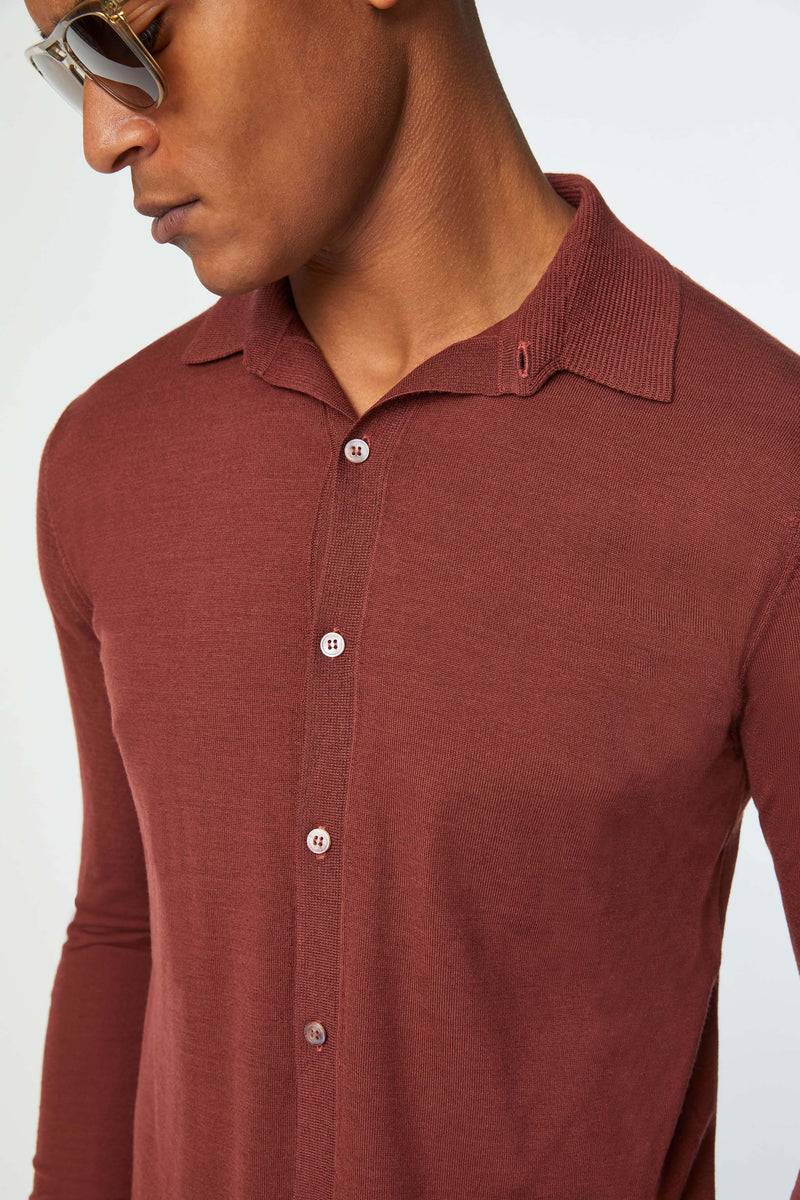 Lubiam Maglia camicia ultralight bordeaux Maglia camicia ultralight bordeaux Economico