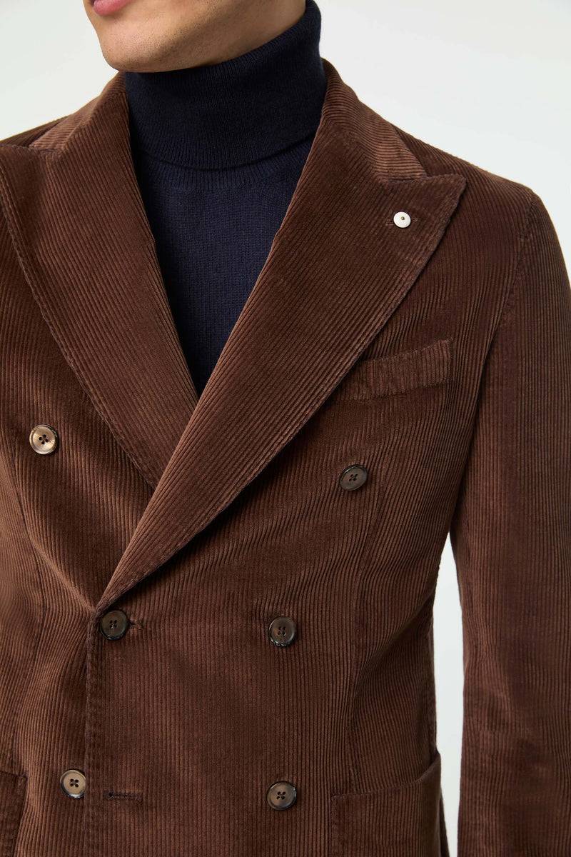 Lubiam Giacca TOM doppiopetto tinto capo marrone Giacca TOM doppiopetto tinto capo marrone Shopping Online