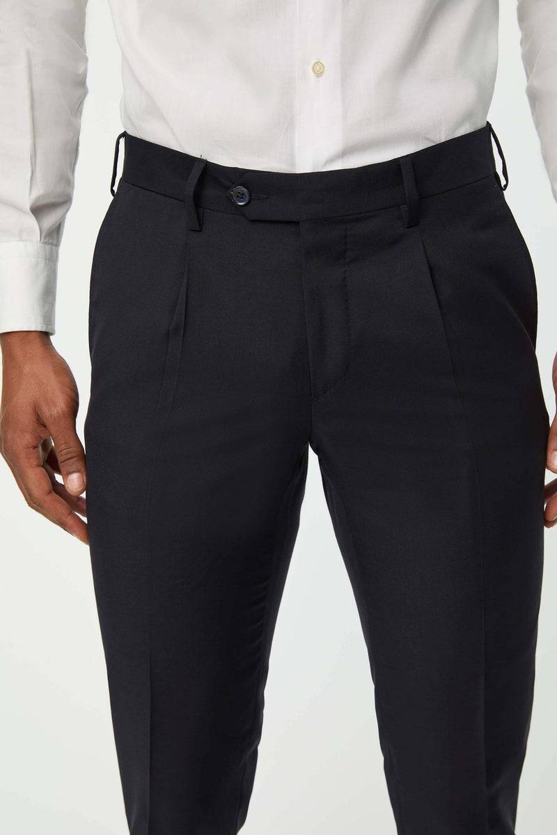 Lubiam Pantalone Duetto MAI TAI in lana blu scuro Pantalone Duetto MAI TAI in lana blu scuro Vendite Flash