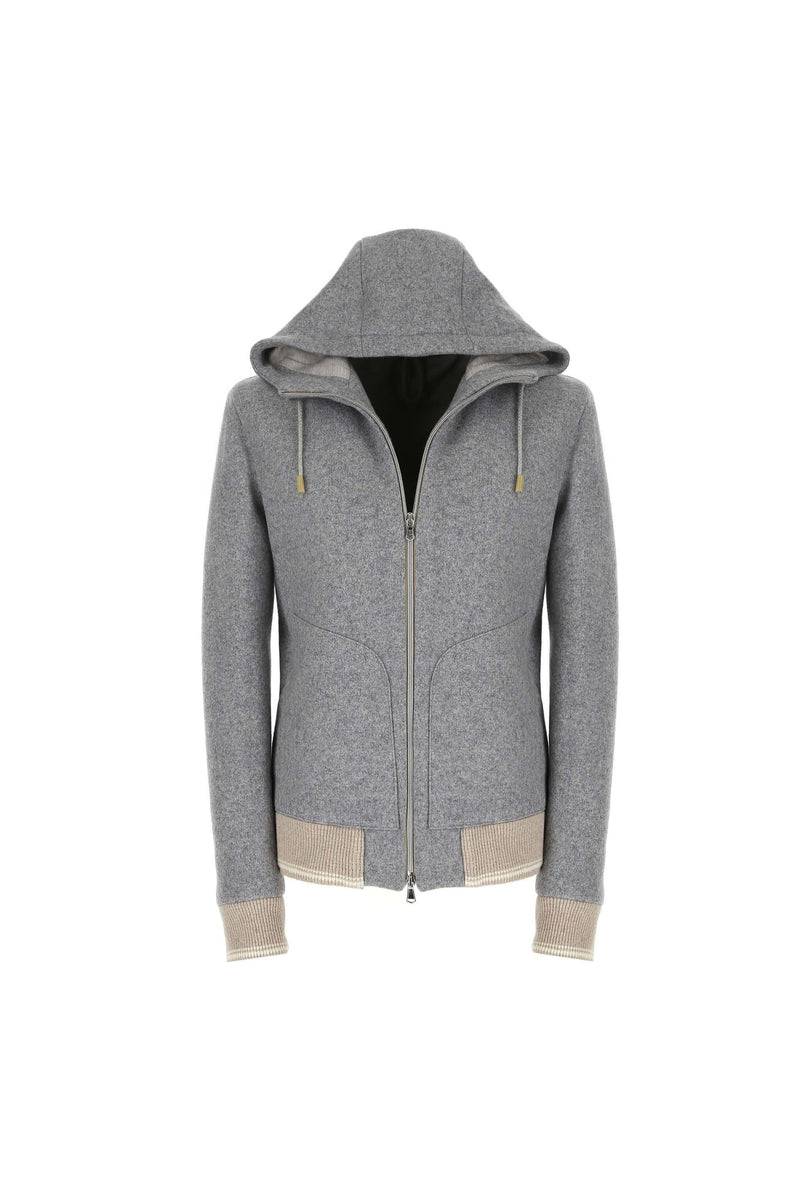 Lubiam Felpa con zip grigia con dettagli in contrasto Felpa con zip grigia con dettagli in contrasto Consegna Veloce