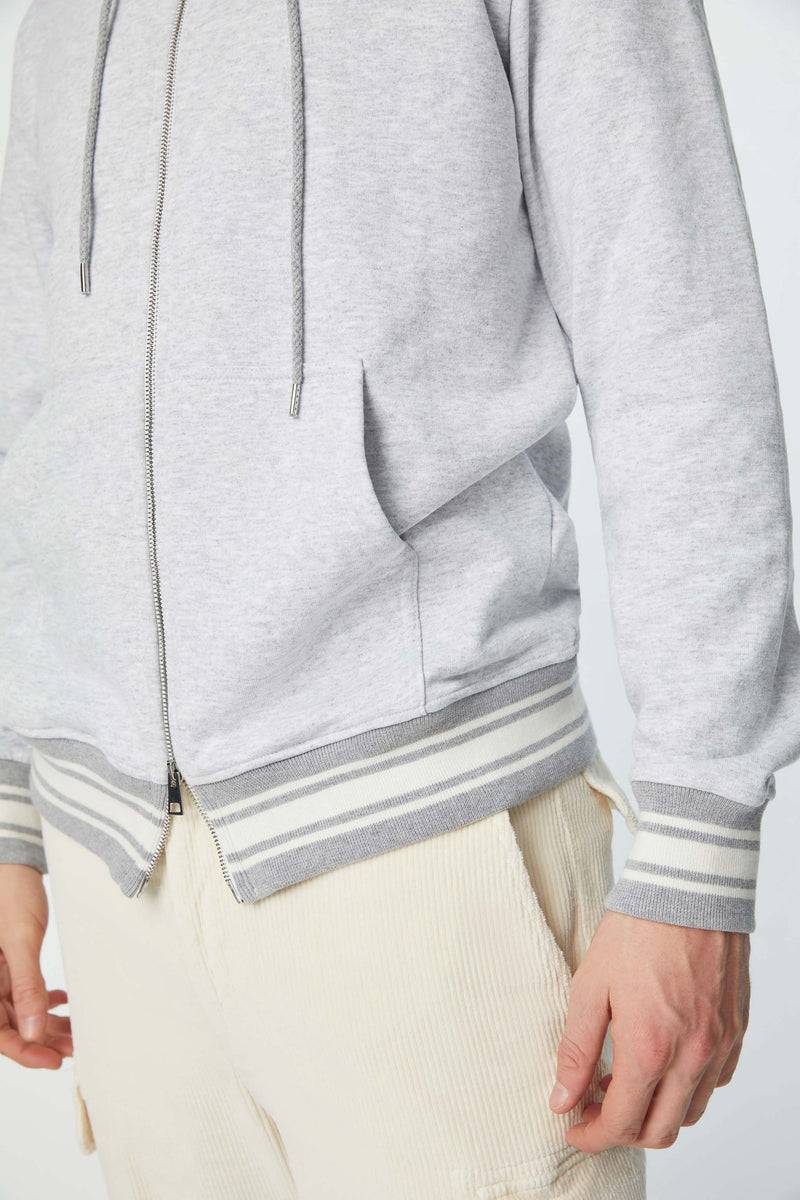 Lubiam Felpa con zip cappuccio grigio melange Felpa con zip cappuccio grigio melange Latest stili