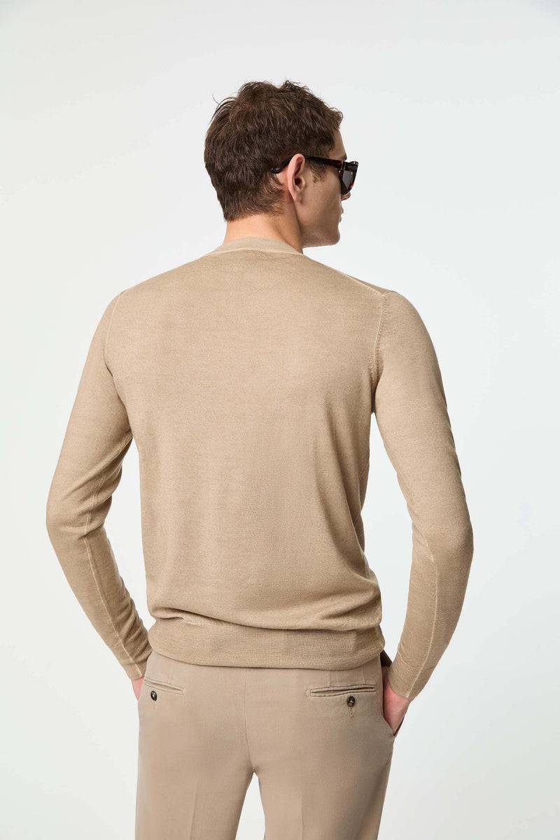 Lubiam Maglia girocollo leggera tinto capo beige Maglia girocollo leggera tinto capo beige 2025