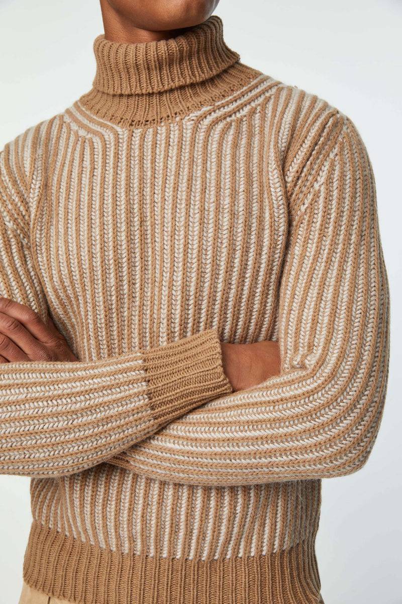 Lubiam Maglia dolcevita a coste cammello Maglia dolcevita a coste cammello Qualità