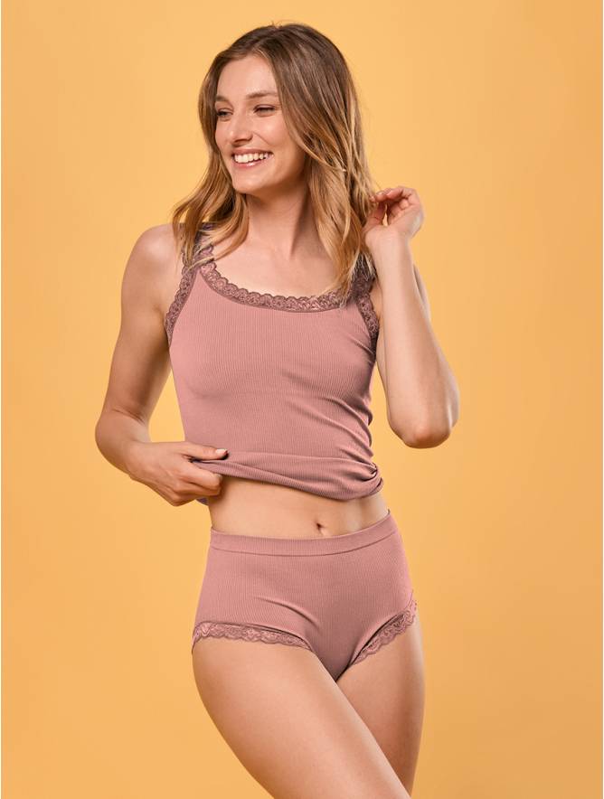 Luigi di Focenza SLIP DONNA MIDI PIZZO ROSA ANTICO Vendita