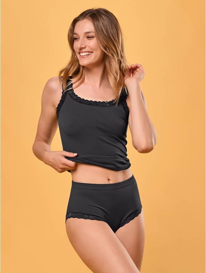 Luigi di Focenza SLIP DONNA MIDI PIZZO NERO Soddisfazione Garantita