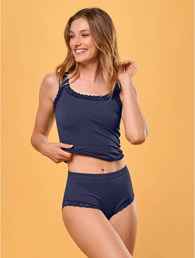Luigi di Focenza SLIP DONNA MIDI PIZZO BLU Negozio online di fabbrica