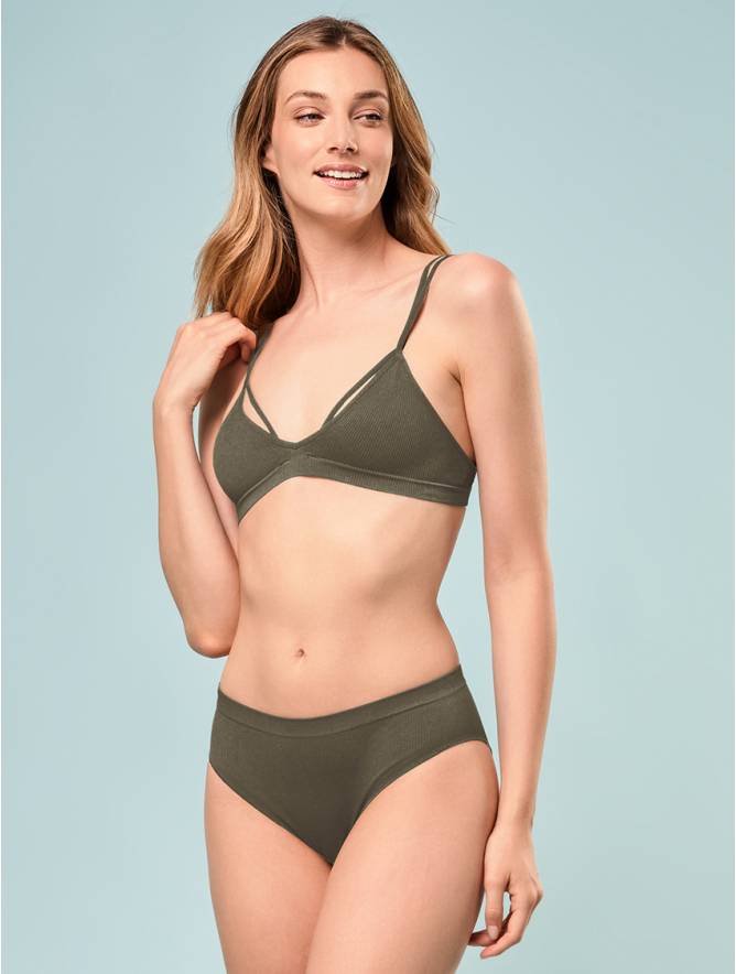 Luigi di Focenza SLIP DONNA V. ALTA COSTINA RIB OLIVA Italy