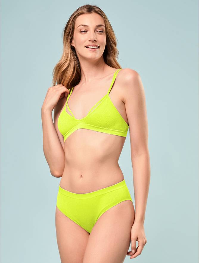 Luigi di Focenza SLIP DONNA V. ALTA COSTINA RIB GIALLO FLUO' Nuovo