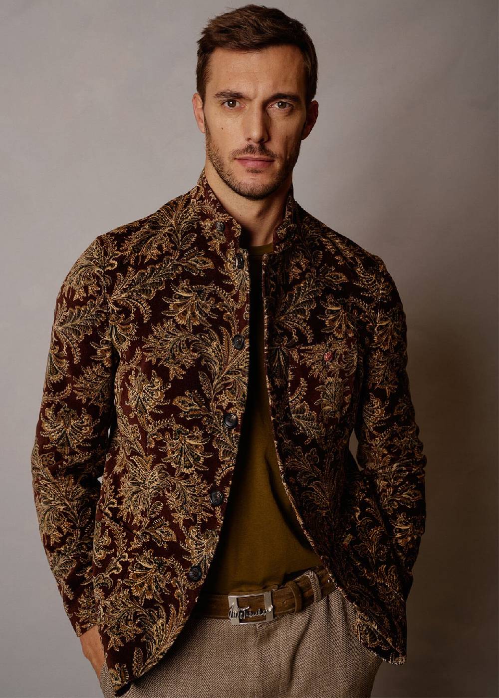 Luis Trenker Blazer in velluto con motivo damascato Lusandro Vendite Flash