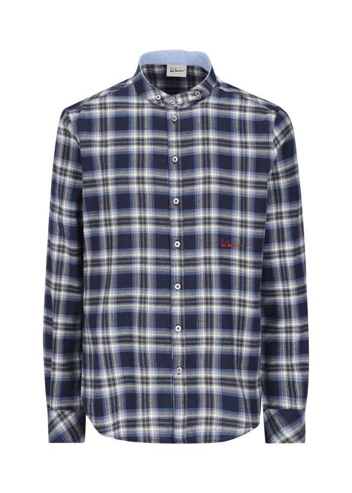 Luis Trenker Camicia a quadri con colletto alla coreana modello Lubernet Qualità Garantita