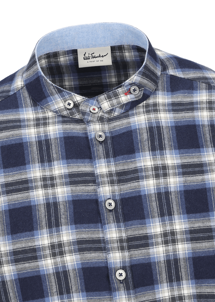Luis Trenker Camicia a quadri con colletto alla coreana modello Lubernet Qualità Garantita